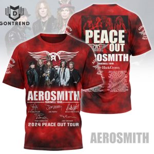 End Of An Era Peace Out 1970-2024 Aerosmith Signature Thank You For The Memeories 3D T-Shirt