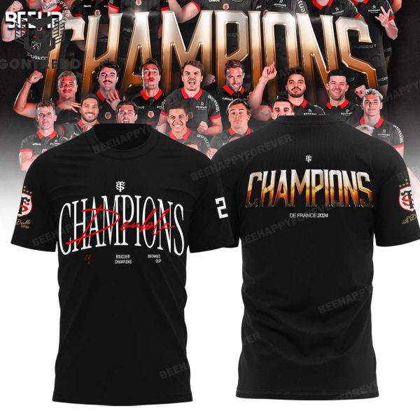 Stade Toulousain Champions Double 2024 3D T-Shirt – Black