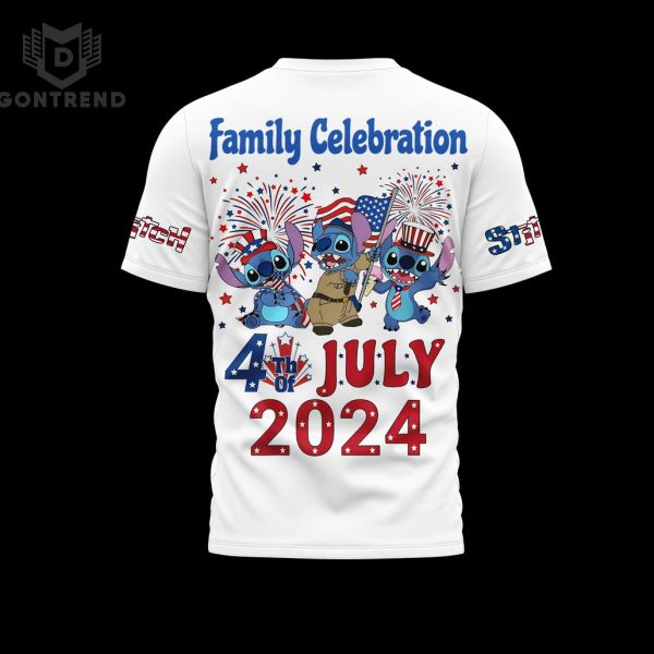 Stitch Family Celebration 4th Of July 2024 3D T-Shirt