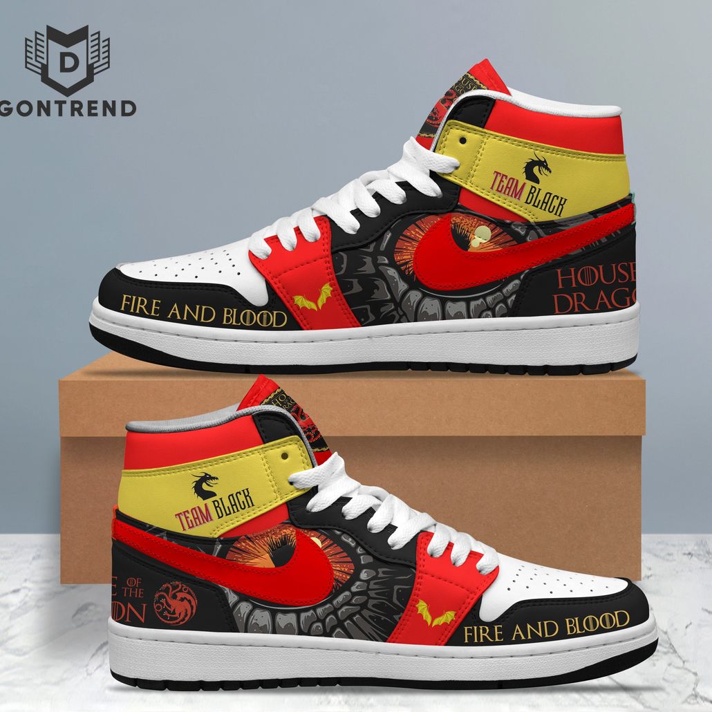Team Black House Of The Dragon Fire And Blood Air Jordan 1 High Top Team Black House Of The Dragon Fire And Blood Air Jordan 1 High Top