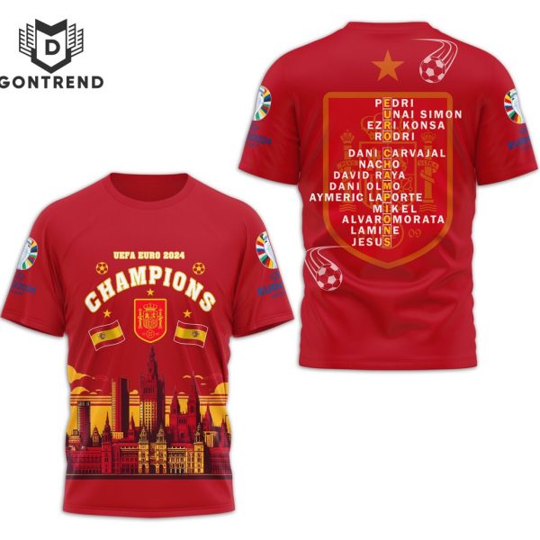 UEFA Euro 2024 Champions Spain 3D T-Shirt