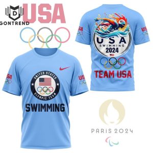 USA Team Swimming Olympic Paris 2024 3D T-Shirt – Blue