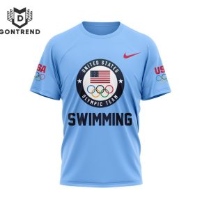 USA Team Swimming Olympic Paris 2024 3D T-Shirt – Blue