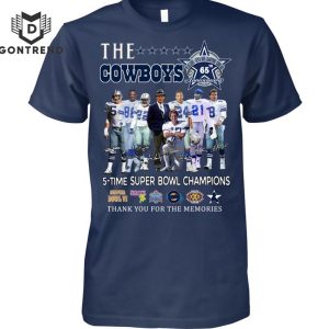 The Dallas Cowboys 65 Years Anniversary 5 Time Super Bowl Champions Signature Thank You For The Memories T-Shirt