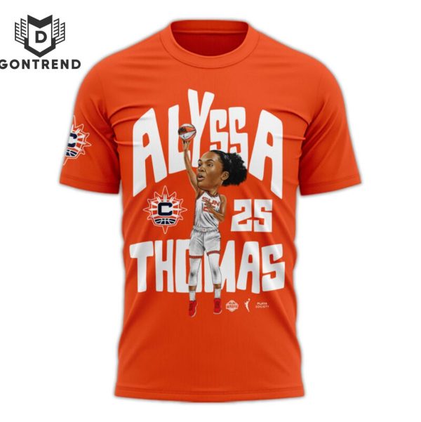 2024 Alyssa Thomas Connecticut Sun 3D T-Shirt – Orange