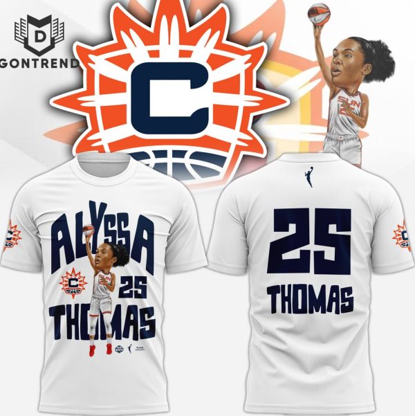 2024 Alyssa Thomas Connecticut Sun 3D T-Shirt – White