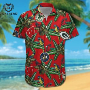 Wisconsin Sports Hawaiian -Wisconsin Badgers, Green Bay Packers, Milwaukee Brewers, Milwaukee Bucks Hawaiian Shirt