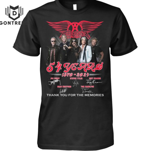 Aerosmith 54 Years 1970-2024 Thank You For The Memories Signature Unisex T-Shirt