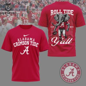 Alabama Crimson Tide Roll Tide Yall 3D T-Shirt – Red