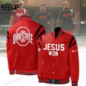 Jesus Won – Ohio State Buckeyes Baseball Jacket – Red