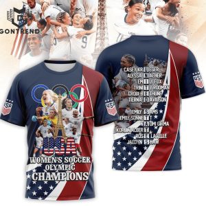 USA Women Soccer Olympic Champions Design 3D T-Shirt