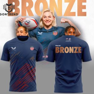 USA Rugby Paris 2024 Bronze Design 3D T-Shirt