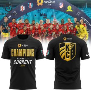 The Women Cup Champions Kansas City Current 2024 3D T-Shirt – Black