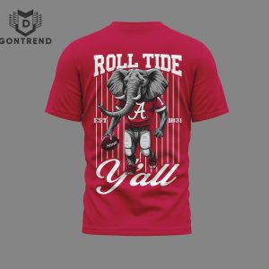 Alabama Crimson Tide Roll Tide Yall 3D T-Shirt – Red