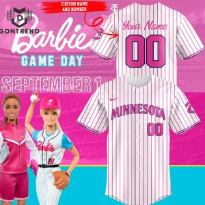 Minnesota Twins x Barbie Game Day On Sept.1 Baseball Jersey