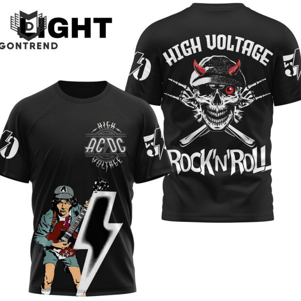 AC DC High Voltage Rock N Roll Design 3D T-Shirt