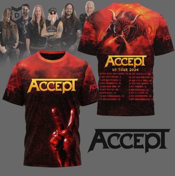 Accept Band US Tour 2024 Design 3D T-Shirt