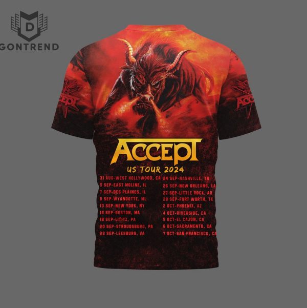 Accept Band US Tour 2024 Design 3D T-Shirt