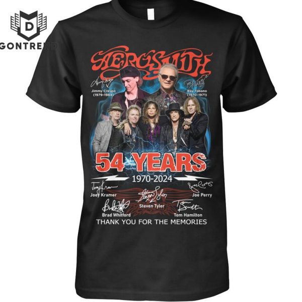 Aerosmith 54 Years 1970-2024 Signature Thank You For The Memories Design Unisex T-Shirt