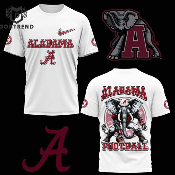 Alabama Crimson Tide Football Logo 3D T-Shirt – White