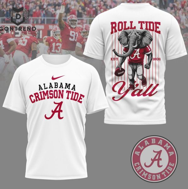 Alabama Crimson Tide Roll Tide Yall 3D T-Shirt