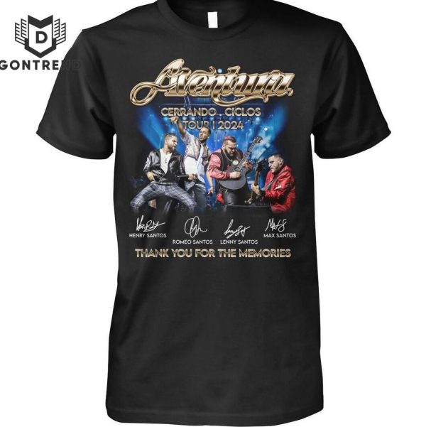 Aventura Cerrando Ciclos Tour 2024 Thank You For The Memories Signature T-Shirt