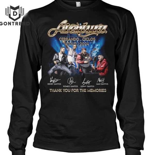 Aventura Cerrando Ciclos Tour 2024 Thank You For The Memories Signature T-Shirt