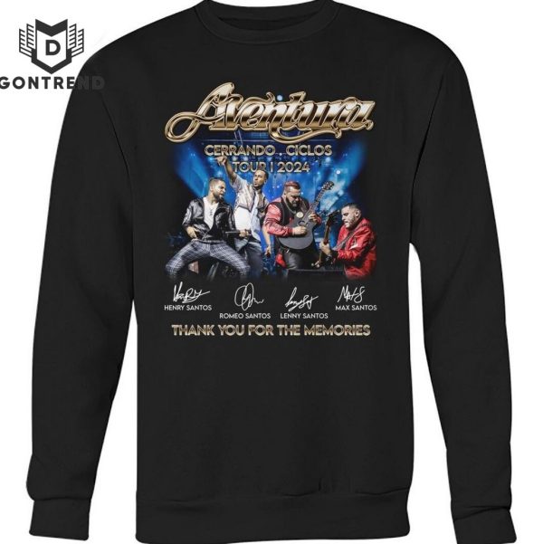 Aventura Cerrando Ciclos Tour 2024 Thank You For The Memories Signature T-Shirt