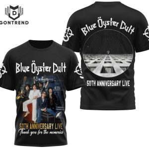 Blue Oyster Cult 50th Anniversary Live Thank You For The Memories Design 3D T-Shirt