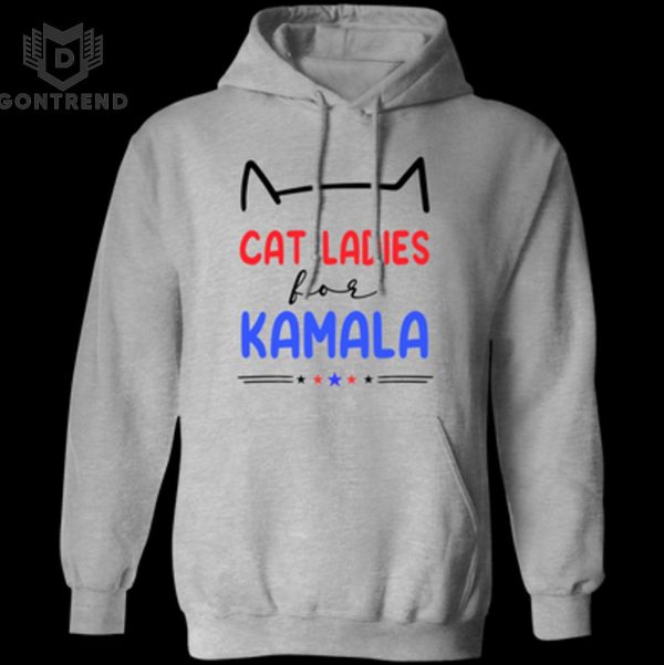 Cat Ladies For Kamala – Kamala Harris 2024 President Bright Design Unisex T-Shirt