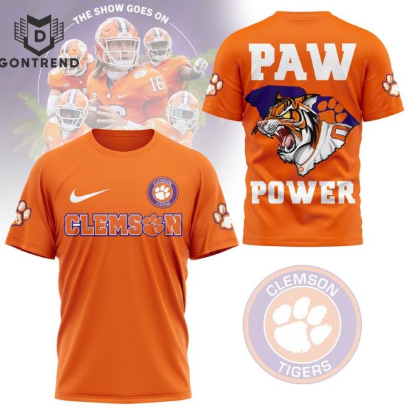 Clemson Tigers Football Paw Power 3D T-Shirt