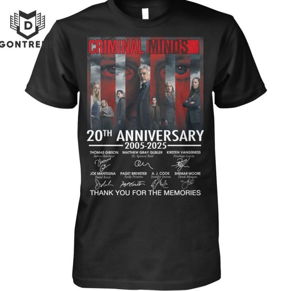 Criminal Minds 20th Anniversary 2005-2025 Signature Thank You For The Memories T-Shirt