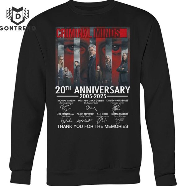 Criminal Minds 20th Anniversary 2005-2025 Signature Thank You For The Memories T-Shirt