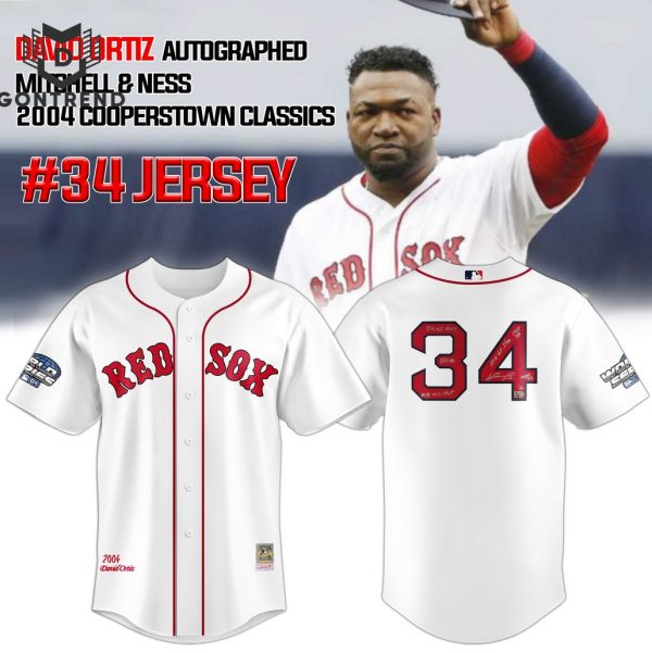 David Ortiz Boston Red Sox Autographed Mitchell and Ness 2004 Cooperstown Baseball Jersey