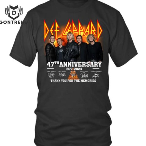 Def Leppard 47th Anniversary 1977-2024 Signature Thank You For The Memories T-Shirt