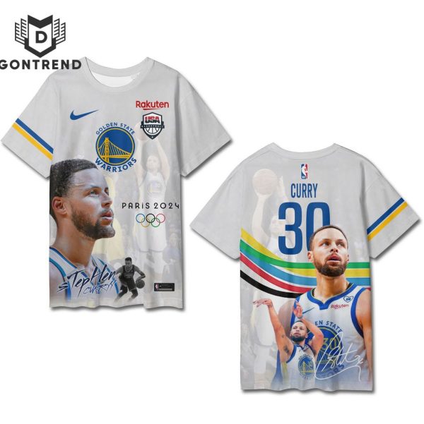 Golden State Warriors Stephen Curry Olympic Paris 2024 USA Basketball Signature Design 3D T-Shirt