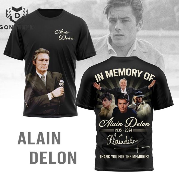 In Mermory Of Alain Delon 1935-2024 Signature Thank You For The Memories 3D T-Shirt