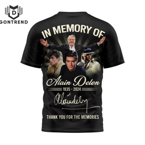 In Mermory Of Alain Delon 1935-2024 Signature Thank You For The Memories 3D T-Shirt