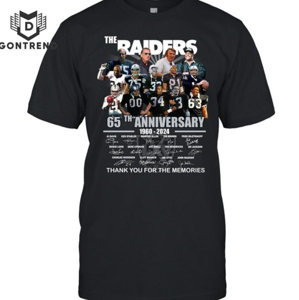 Las Vegas Raiders 65th Anniversary 1960-2024 Signature Thank You For The Memories Unisex T-Shirt