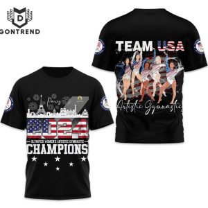 2024 Olympics Women Artistic Gymnastic Champions Team USA Design 3D T-Shirt