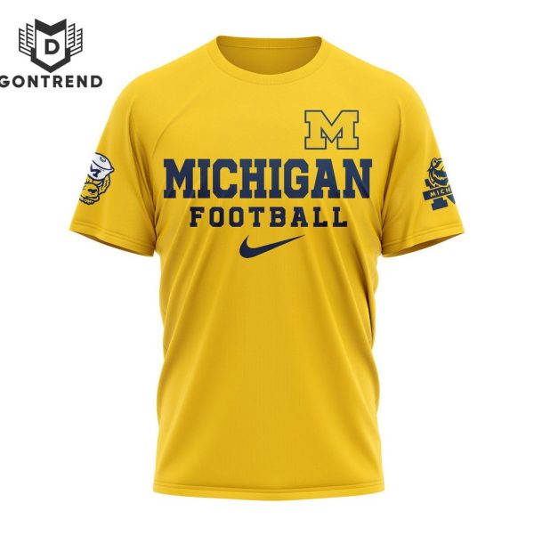 Michigan Wolverines Football Go Blue 3D T-Shirt – Gold