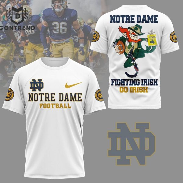 Notre Dame Fighting Irish Football Go Irish 3D T-Shirt – White