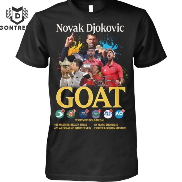 Novak Djokovic GOAT Signature 1X Olympic Gold Medal Design Unisex T-Shirt