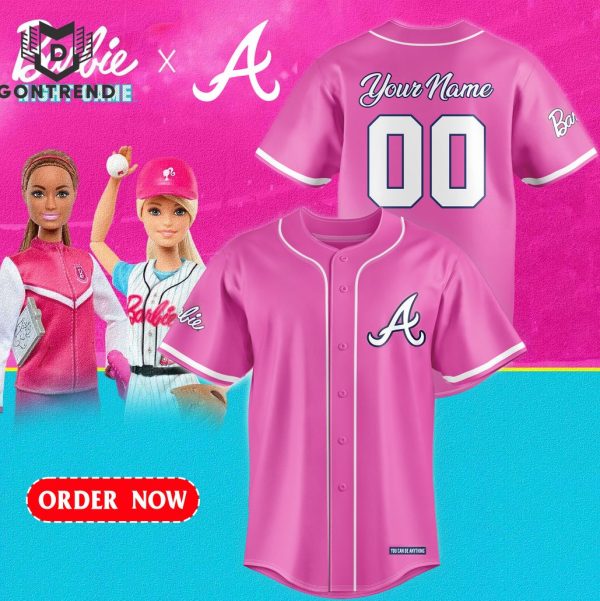 Personalized Atlanta Braves x Barbie Night Game Baseball Jersey