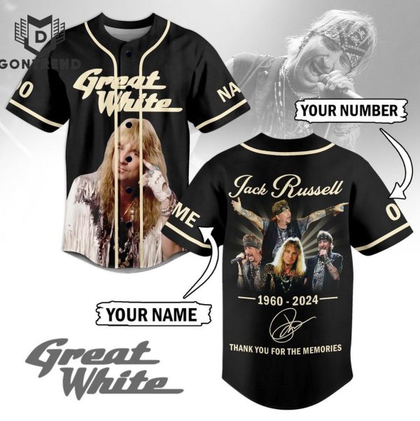 Personalized Great White Jack Russell 1960-2024 Signature Thank You For The Memories Baseball Jersey