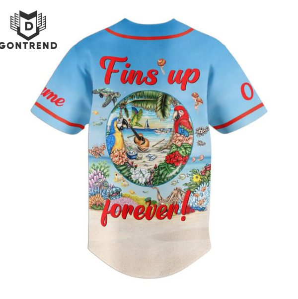 Personalized Jimmy Buffett Fins Up Forever Baseball Jersey