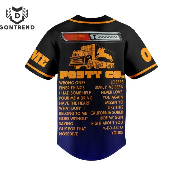 Personalized Post Malone Posty Co Baseball Jersey