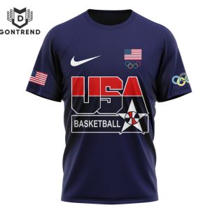 USA Basketball Olympic Paris 2024 Design 3D T-Shirt – Blue