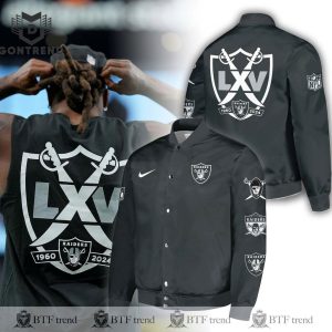 Las Vegas Raiders 1960-2024 Celebrating 65 Years Of Legacy Baseball Jacket