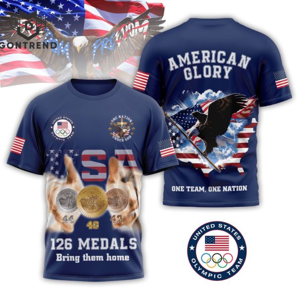 Tean USA Olympic 2024 126 Medals Bring Them Home One Team One Nation 3D T-Shirt